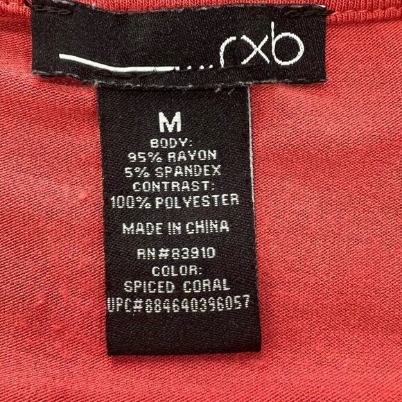 RXB Lace Overlay Blouse, Short Sleeve, Relaxed Fit, Spiced Coral, size Medium - Picture 4 of 9